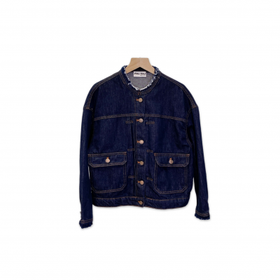 MIU MIU FRINGED COLLAR DENIM JACKET 209445